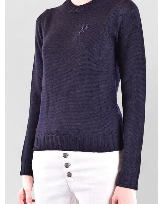 Dondup Blue Knitwear Crew Neck Sweater Long Sleeves
