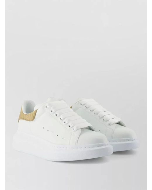 McQueen White Leather Low-Top Sneakers