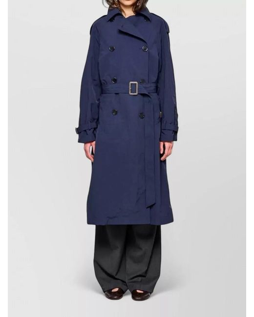 OOF WEAR Blue Trench Coat Nylon Belted Waist Epaulettes
