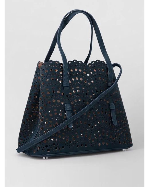 Alaïa Blue Mina 25 Tote Bag Nubuck Leather Vienne