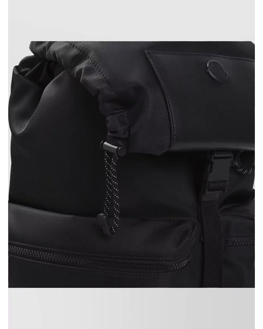 Moncler Black Kenton Nylon Backpack Leather Trim for men