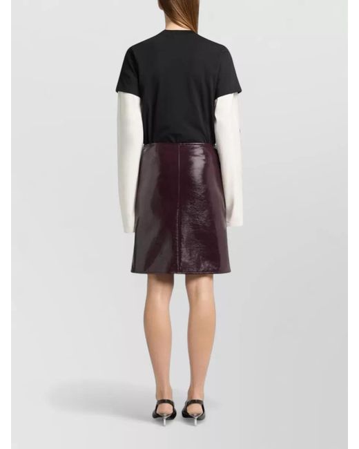 Courreges Brown High Waist Knee Length Vinyl Skirt