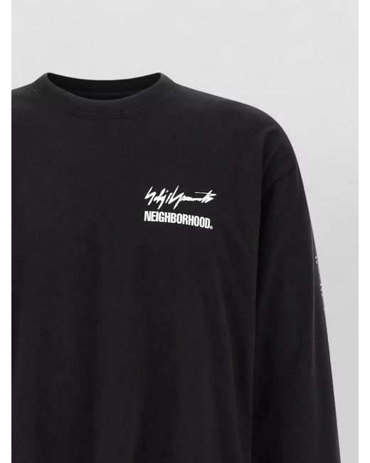 Yohji Yamamoto Black Nh Ls T-Shirt Crew Neck Graphic Longsleeve for men