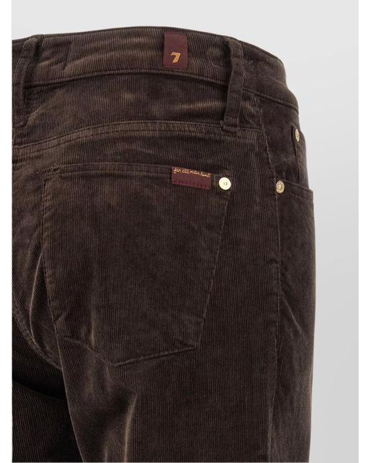 7 For All Mankind Black Corduroy Mid-Rise Straight-Leg Trousers