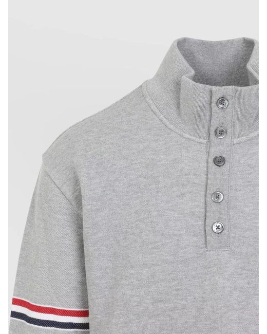 Thom Browne Gray Cotton Funnel Neck Pullover for men
