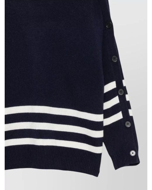 Semicouture Blue Zena Wool Striped Crew Neck Jumper