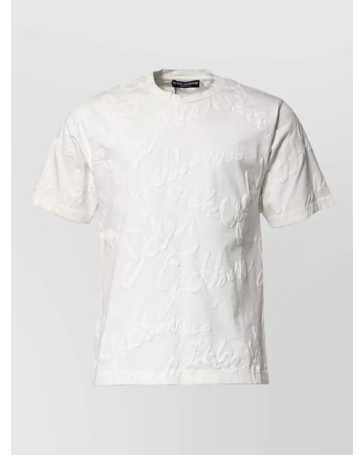 Dolce & Gabbana Natural Cotton Logo Crew Neck Short Sleeve T-Shirt for men