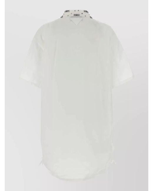 Prada White Poplin Polo Dress Relaxed Fit Drawstrings