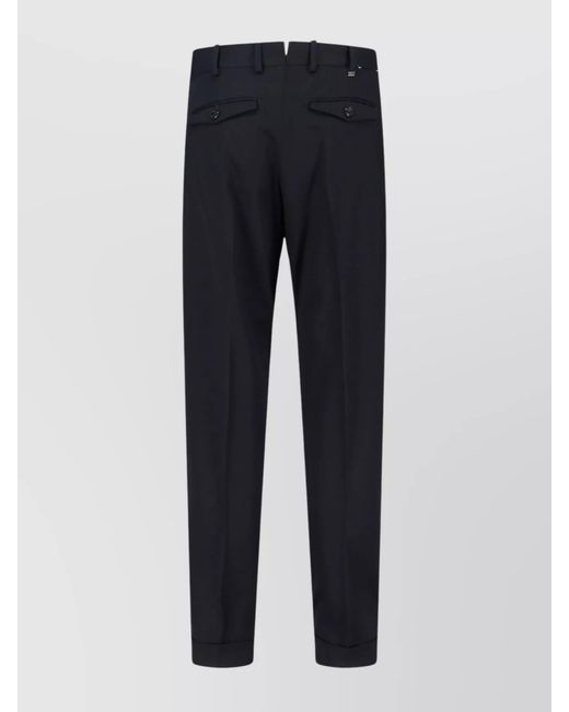 PT Torino Blue Virgin Wool Pleated Straight-Leg Tailored Trousers for men