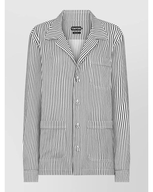 Tom Ford Gray Striped Silk Shirt