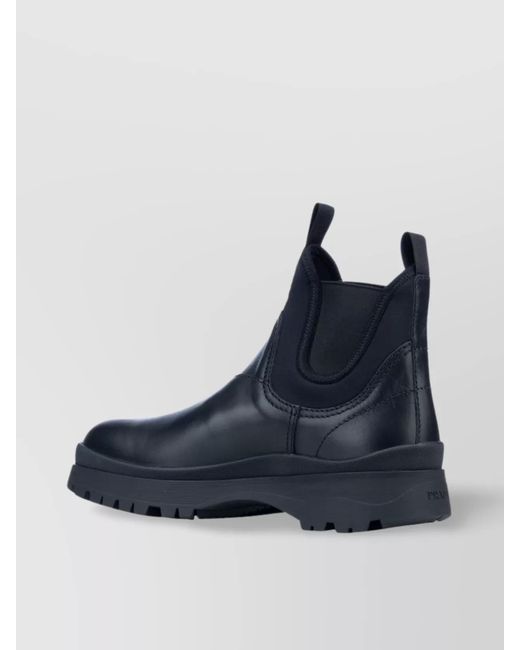 Prada Blue Leather Chelsea Boots for men