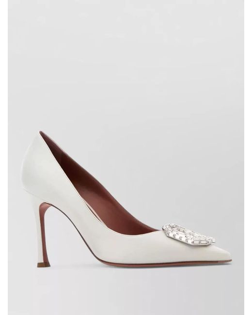 AMINA MUADDI White Leather Camelia Pumps