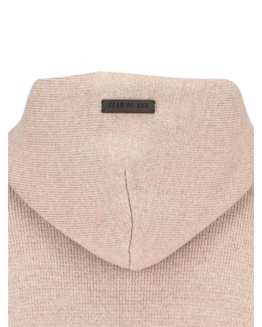 Fear Of God Pink Crewneck Sweater With Dropped Shoulders And Hooded Design for men