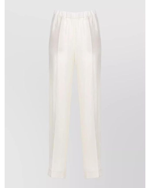 Fabiana Filippi White Straight Leg Viscose Trousers Pleated Front