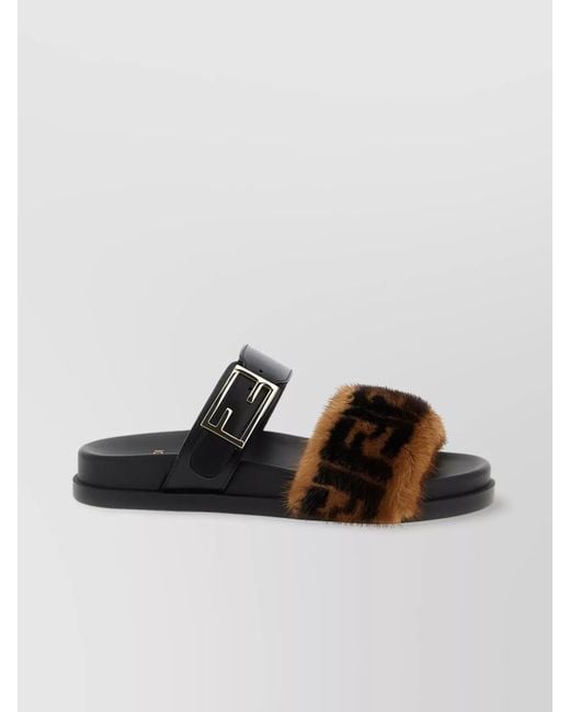 Fendi Multicolor Luxe Fur Strap Slides