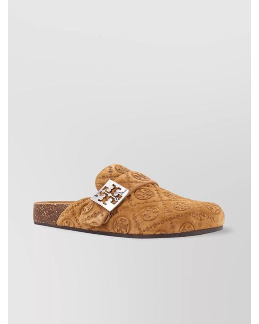 Tory Burch Multicolor Suede Monogram Mule Sandals