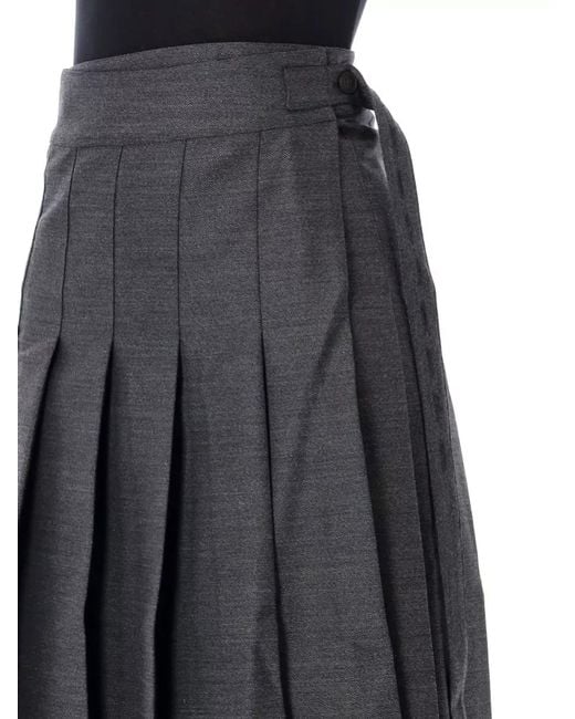 Rohe Black High Waisted Midi Pleated Wrap Skirt
