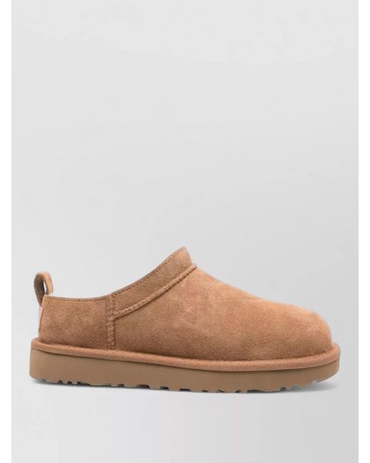Ugg Brown Micro Suede Boot Slippers Rubber Sole