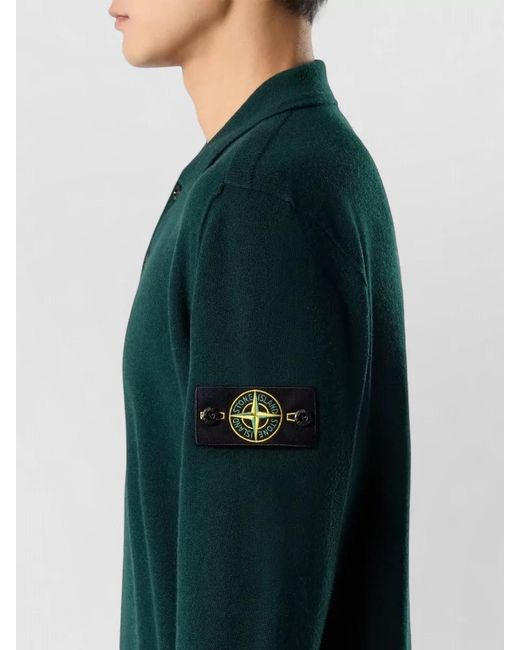 Stone Island Green Wool Polo Sweater for men