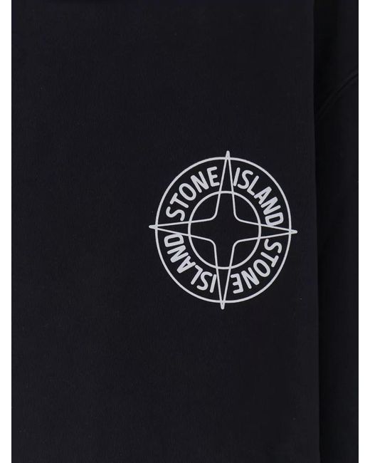 Stone Island Blue Cotton Crewneck Sweatshirt Ribbed Trims for men