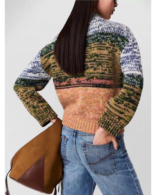 Stella McCartney Blue Alpaca Jacquard Knit Jumper Animal Motif