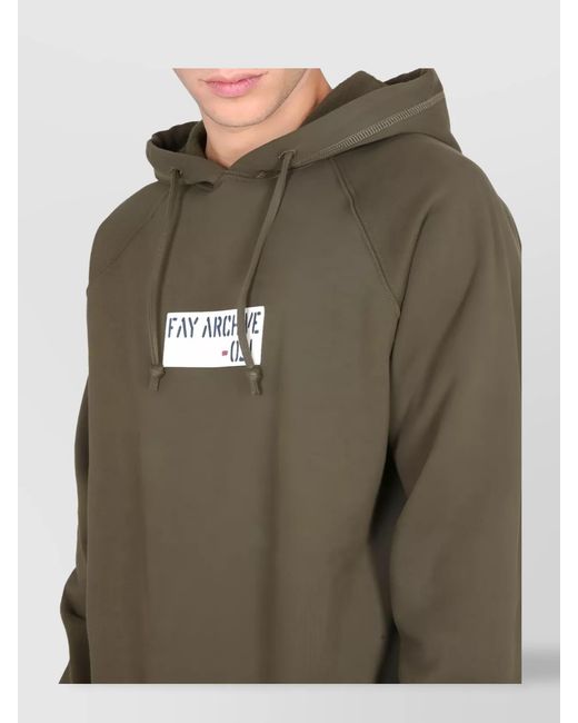 Fay Blue Cotton Hooded Sweatshirt for men