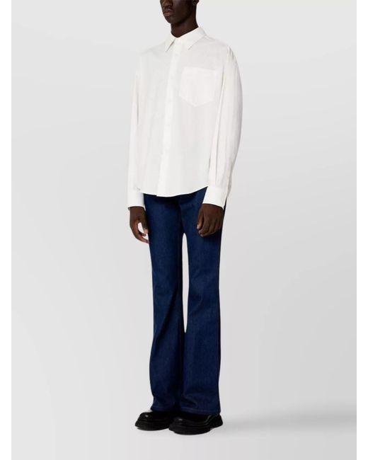 AMI White Cotton Boxy Fit Shirt for men