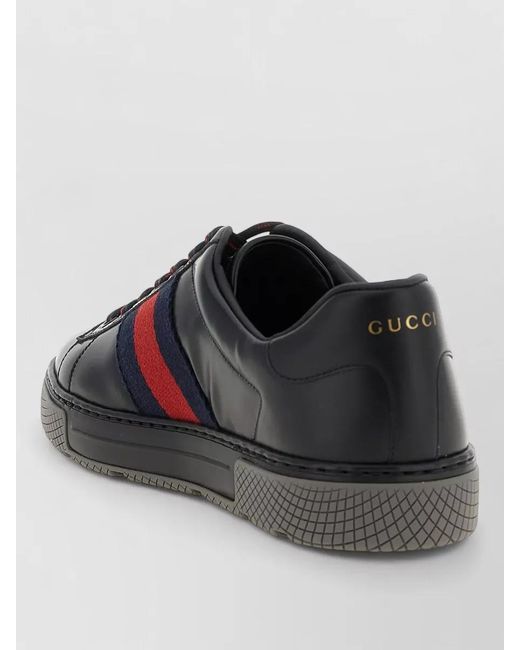Gucci Black Leather Lace-Up Sneakers for men