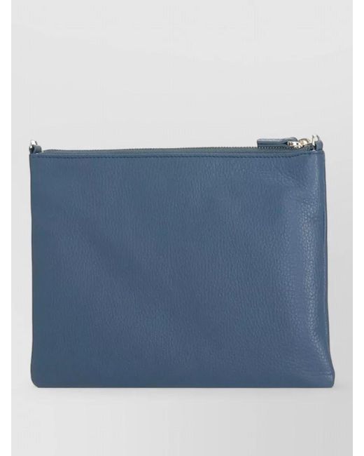 Coccinelle Blue Pebbled Leather Clutch Bag Removable Strap