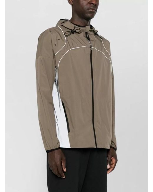 Balenciaga Multicolor Hooded Coat Silk Nylon Blend Panels Pockets for men