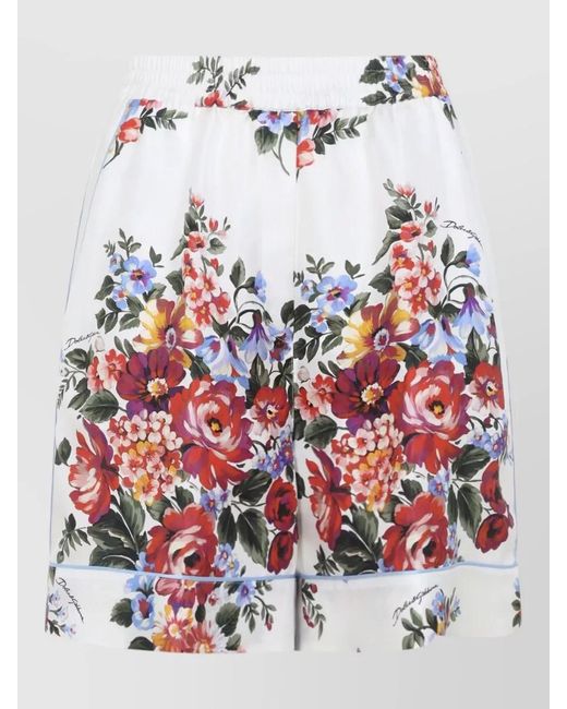 Dolce & Gabbana Floral Print Knee Length Tailored Shorts
