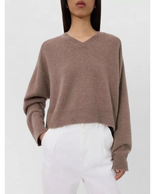 Loulou de Saison Brown Cashmere V-Neck Boxy Sweater