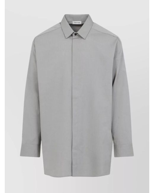 Fear Of God Gray Button Up Shirt Longline Cut for men