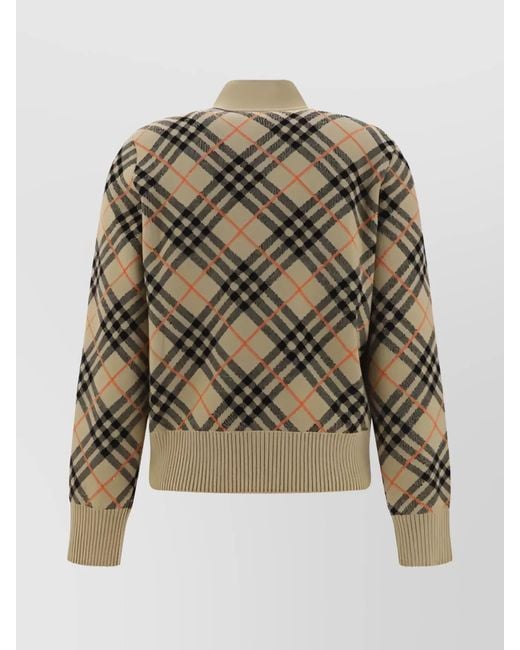 Burberry Multicolor Check Pattern V-Neck Cardigan Jacket
