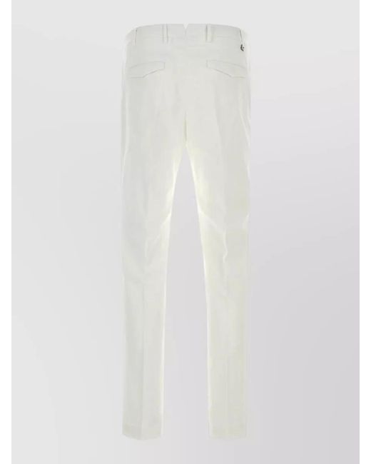 PT Torino White Stretch Cotton Tailored Slim Fit Pants for men
