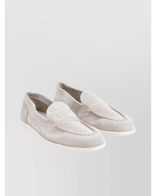 John Lobb White Suede Leather Loafers for men