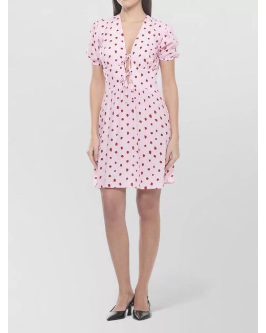 Mar De Margaritas Pink Floral Dress V Neckline Lace Detail