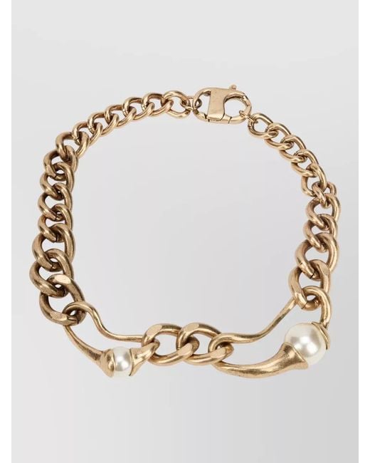 Weekend by Maxmara Metallic Metal Chain Bracelet Pearls Detail