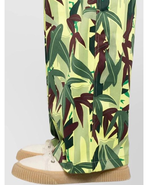 KENZO Green Cotton Wide-Leg Trousers for men