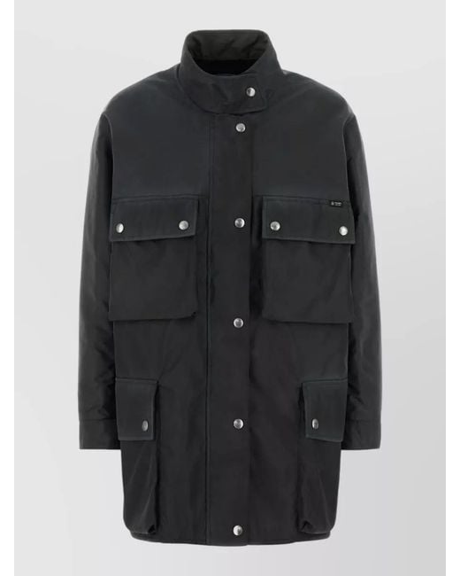 Prada Black Renylon Jacket High Collar Long Sleeves