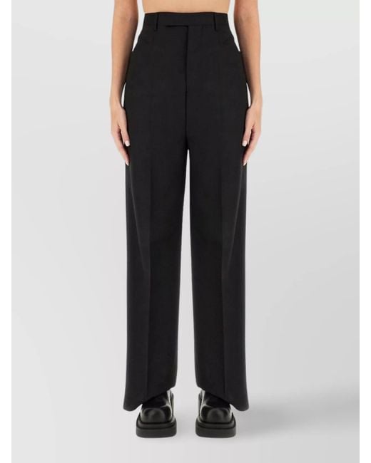 Rick Owens Black Wool Regular-Fit Wide-Leg Trousers Mastodon Pants