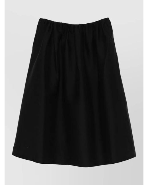 Totême Black Wool A-Line Midi Skirt