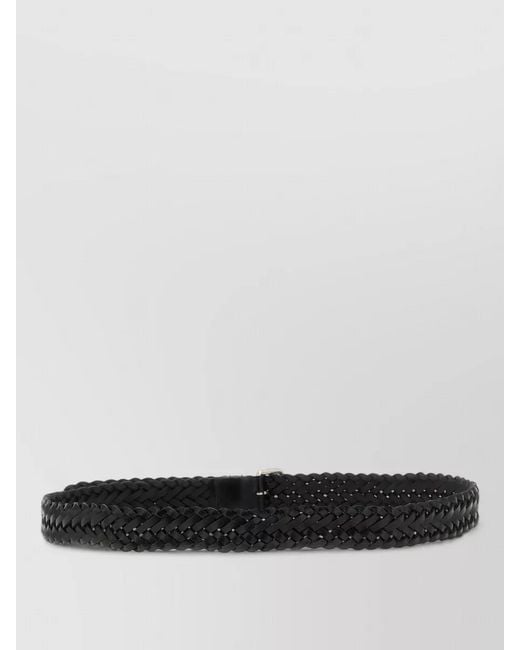 Saint Laurent White Leather Braided Belt for men