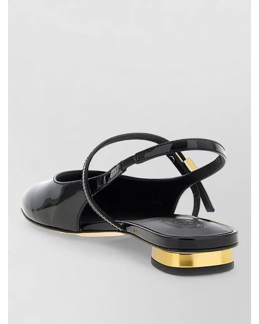 Tod's Black Patent Leather Mary Jane Ballerina Shoes