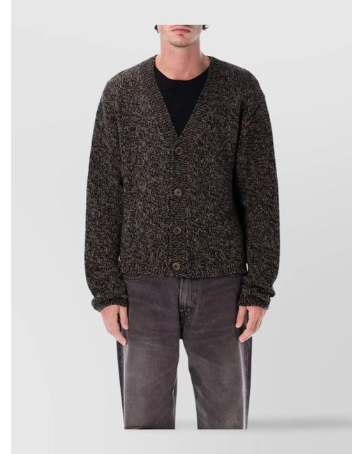 Our Legacy Gray Superfine Wool Relaxed-Fit V-Neck Cardigan for men