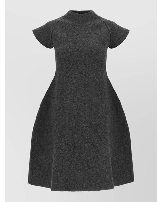 Jil Sander Black Virgin Wool Dress A Line Cap Sleeves
