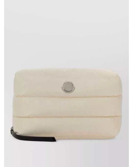 Moncler Natural Fabric Beauty Clutch Quilted Design Wrist Strap