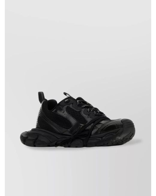 Balenciaga Black Paneled Low-Top Sneakers for men