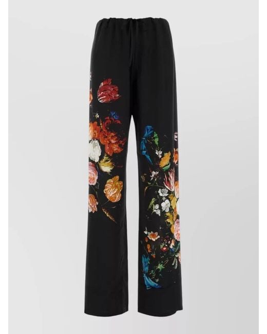 Dries Van Noten Black Viscose Wide-Leg Trousers