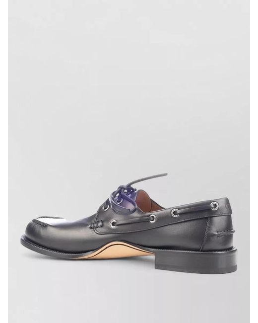 Dior Gray Boat Shoes Contrast Stitching Metal Eyelets Design for men